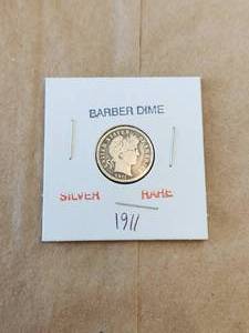 lot 69 image: 1911 Barber Dime - silver - rare