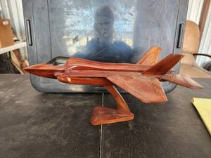 lot 147 image: Wood model Jet airplane on stand