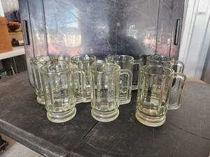 lot 175 image: Selection of 7 vintage heavy glass beer mugs