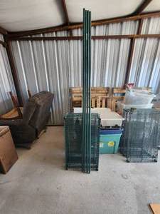 lot 234 image: Green metal 4 shelf unit - Metro - 21 inch deep by 36 inch wide by 86 inch tall