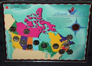 lot 29 image: Canadian Quarter Map with Coins