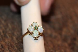 lot 18 image: Opal and Emerald Womens ring Stamped 14K