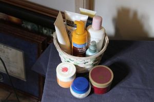 lot 34 image: Skin Care Items, Neutogena Instant Broonzer, Mary Kay Creamy Cleanser, Gold Bond Healing Lotion, Vaseline Petroleum Jelly, Imari Perfumed Skin Softner by Avon,  Dove Skin car and more