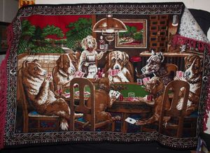 lot 151 image: Large Tapestry Dogs Playing Poker