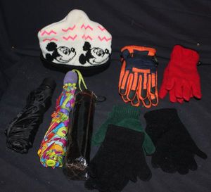 lot 157 image: Child Sized Gloves Mitten, hats and Umbrellas