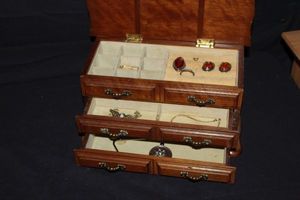 lot 158 image: Small Dresser Top Jewelry Box with Amber Jewelry