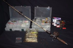 lot 171 image: Fishing Equipment, Fishing Takle and Organizers, Fishing Line and Penn Peeriess No 9 Fishing Reel with Rod