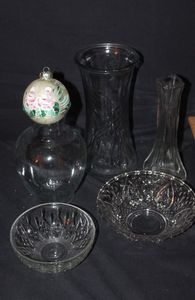 lot 184 image: Glasswares Vases, Bowls, hand painted ornament