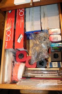 lot 228 image: Drawer full of envelopes, paperclips and more