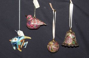 lot 252 image: Vintage Cloisonne Christmas Ornaments