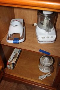 lot 270 image: Slice O Matic, Kitchen Slicer, Kitchen Aid Food Processor, Black & Decker Juicer and Electric Knife Still in Box