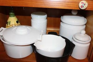 lot 286 image: Whute Canisters, Milk Glass Jar and More