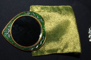 lot 342 image: Heart Shaped Mirror with Enamel Inlay