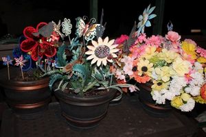 lot 376 image: Four Metal Flower Pots with contents