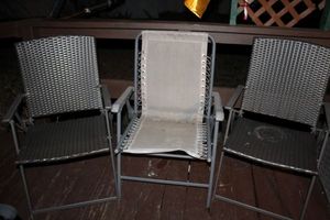 lot 377 image: Three Folding Lawn Chairs