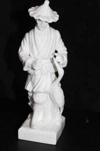 lot 222 image: Fitz and Floyd Blanc De Chine man with Crane Statue, White Porcelain