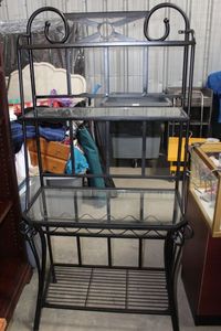 lot 93 image: Metal and glass Bakers Rack 33x17x68