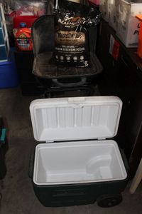 lot 152 image: Coleman Cooler, BBQ, and BBQ Bourbon BBQ Smoky Flavor Premium Hardwood Pellets