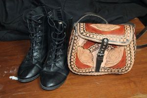 lot 178 image: Womens Lace Up Boots and Leather Purse