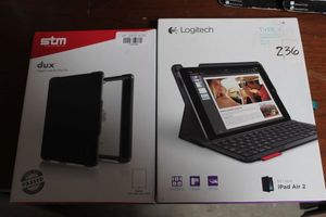 lot 183 image: Logitech ipad Air 2 Case with Keyboard & dux Rugged iPad Air Case