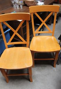 lot 310 image: Two Wooden Dining Chairs, Appear to be Sturdy Chairs