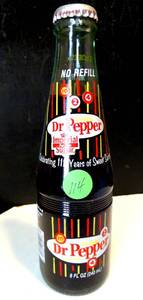 lot 114 image: VINTAGE GLASS DR PEPPER BOTTLE