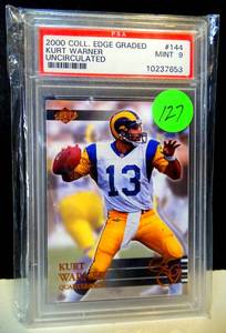 lot 127 image: PSA MINT 9 - 2000 COLLECTORS EDGLE KURT WARNER #144 UNCIRCULATED CARD $$