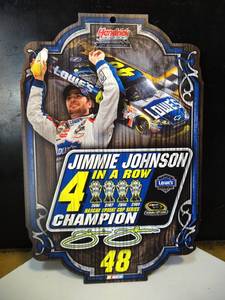 lot 135 image: LARGE HANGING WALL PIECE - NASCAR LEGEND - JIMMY JOHNSON 4 IN A ROW CHAMPION DISPLAY $$