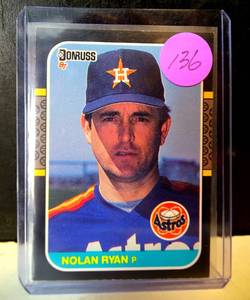 lot 136 image: 1987 Donruss Nolan Ryan HOF Houston Astros #138 Centered $$
