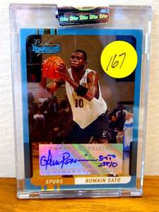 lot 167 image: 2004-05 Bowman Signature Romain Sato #99 Autograph 399 San Antonio Spurs $$