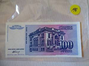 lot 198 image: UNCIRCULATED 1994 YOGOSLAVIA P-139 NIKOLA TESLA 100 DINARA BANKNOTE $$