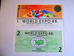 lot 200 image: LOT OF 2 SEQUENTIAL UNCIRCULATED 1988 AUSTRALIA WORLD EXPRO $2 BANKNOTES $$