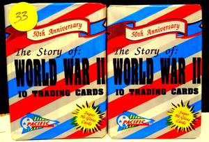 lot 33 image: LOT OF 2 UNOPENED 1992 PACIFIC WORLD WAR 2 TRADING CARDS (10 PER PACK)