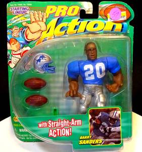 lot 57 image: $$ - NFL STARTING LINEUP PRO ACTION BARRY SANDERS FIGURE (1999) HASBRO