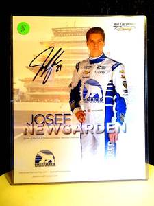 lot 98 image: AUTHENTIC ALEXANDER JOSEF NEWGARDEN AUTOGRAPHED 8 X 10 INDY 500 STAT CARD $$