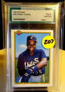 lot 207 image: GRADED GEM MINT 10 - 1990 BOWMAN FRANK THOMAS ROOKIE CARD $$