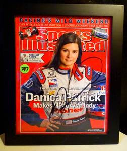 lot 297 image: BIG $ LOT - AUTHENTIC HAND SIGNED NASCAR LEGEND & MODEL - DANICA PATRICK SPORTS ILLUSTRATED FRAMED