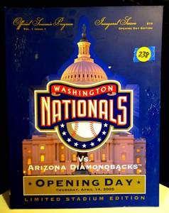lot 238 image: WASHINGTON CAPITALS VOUME 1, ISSUE 1 PROGRAM WITH OPENING DAY TICKET $$