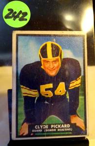 lot 242 image: 84 YR OLD CARD - 1951 TOPPS MAGIC #52 CLYDE PICKARD WAKE FOREST COLLEGE FOOTBALL CARD