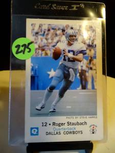 lot 275 image: VINTAGE DALLAS COWBOYS HOF SUPERSTAR ROGER STAUBACH KIWANIS CLUB CARD