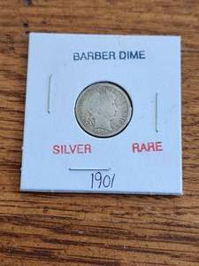 lot 3 image: 1901 Barber Dime - silver - rare