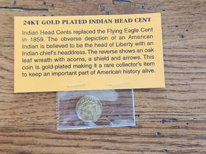 lot 39 image: 24kt gold plated Indian head cent