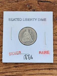 lot 45 image: 1886 Seated Liberty Dime - silver - rare