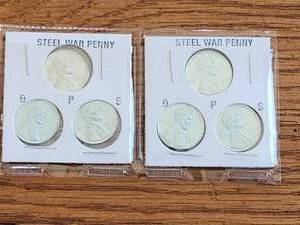 lot 80 image: 1943 Steel warwheat pennies - D, P, and S mints - Qty 2