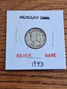 lot 92 image: 1943 Mercury Silver Dime - rare