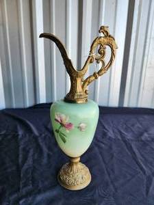 lot 17 image: Antique hand painted Victorian floral decorated Ewers urn
