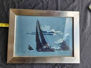 lot 84 image: Framed needlepoint artwork -