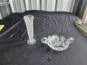 lot 94 image: Cut glass vase and candy dish
