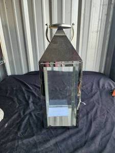 lot 161 image: Stainless steel and glass storm lantern