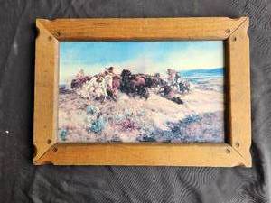 lot 251 image: Framed Charles Russel artwork